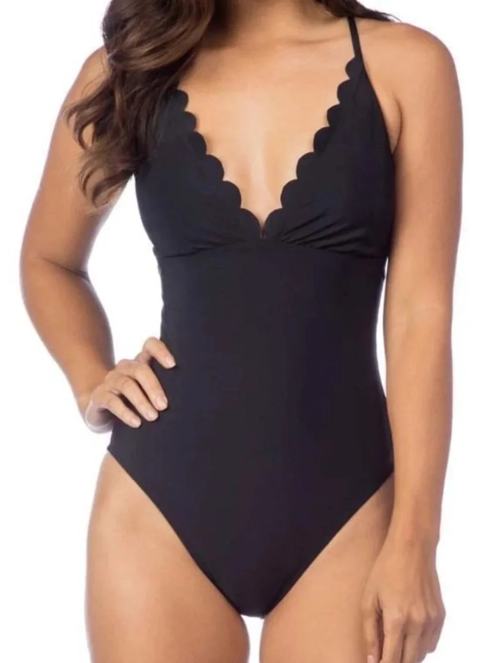 La Blanca Petal Pusher One-Piece Swimsuit - Black - Size 10
